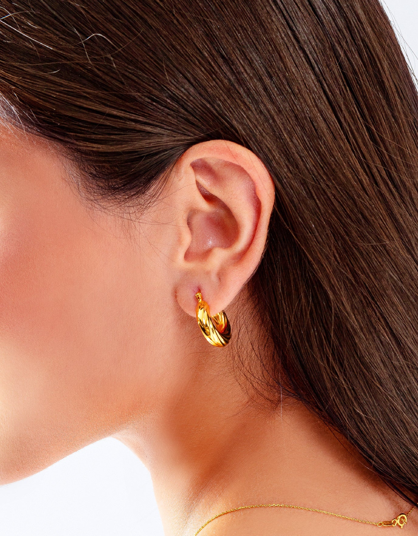 LVC MOD22 Spiral Luxe Gold Hoop Earrings