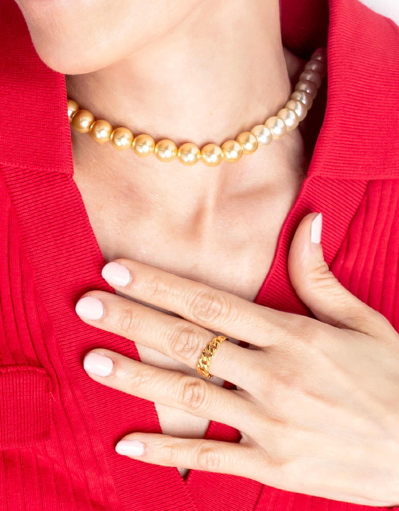 LVC MOD22 Bold Curb Chain Gold Ring