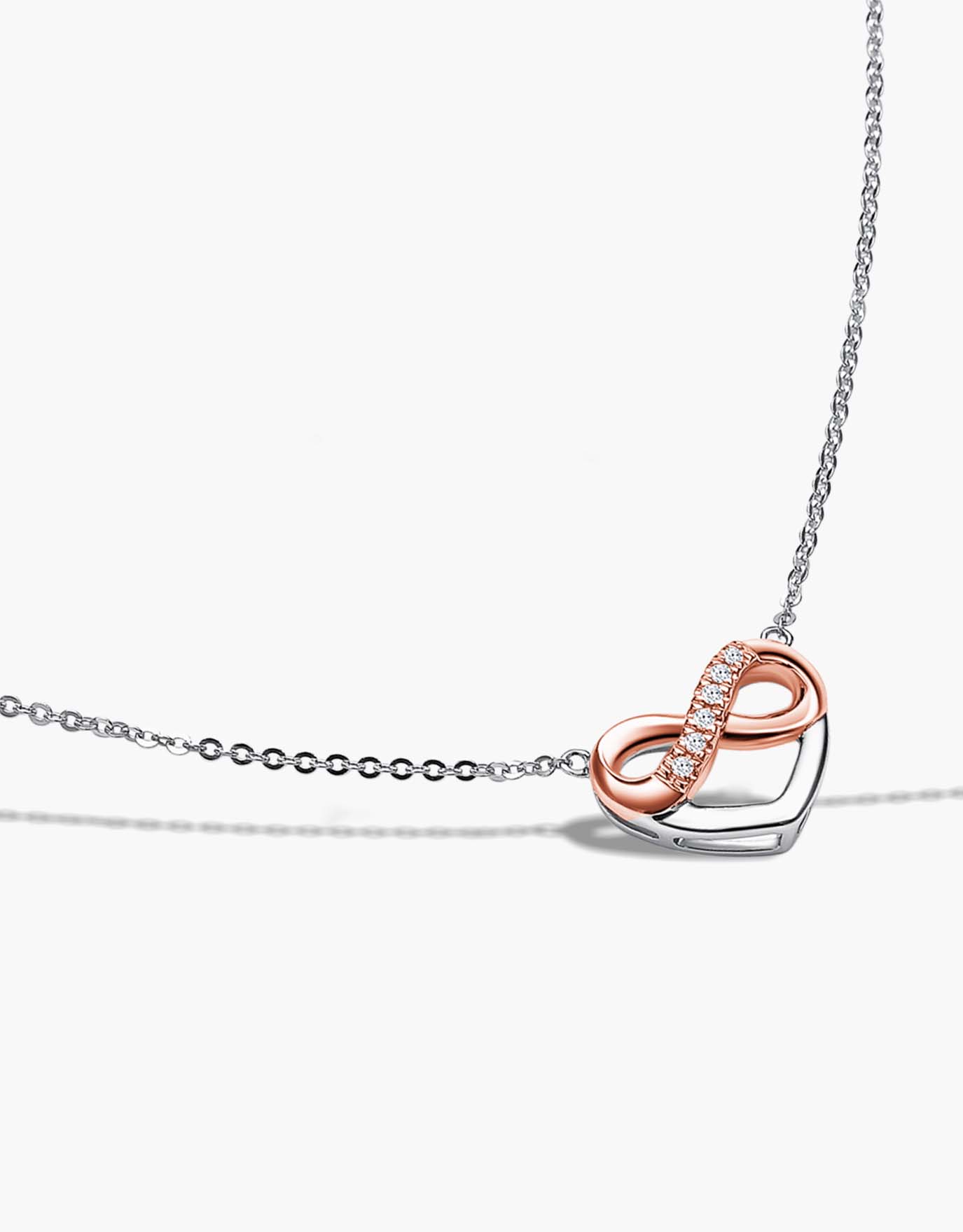 LVC Destiny Forever Love Diamond Necklace in White and Rose Gold