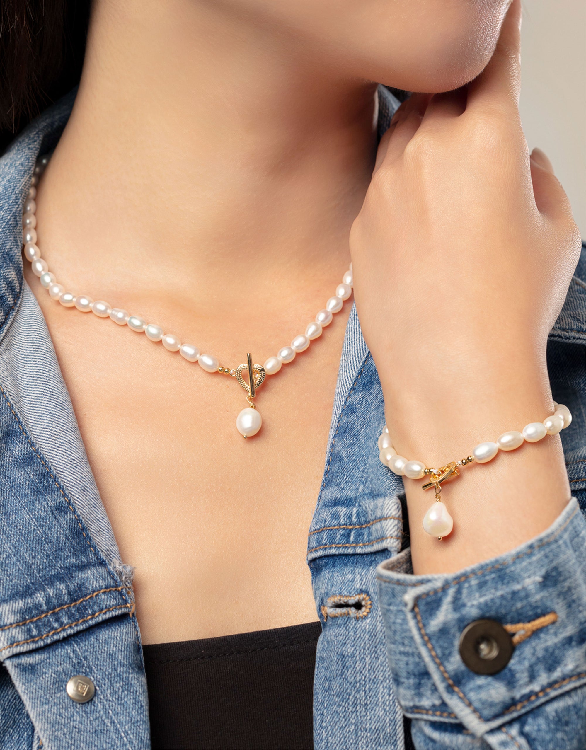 LVC Charmes Cupid Heart Pearl Set