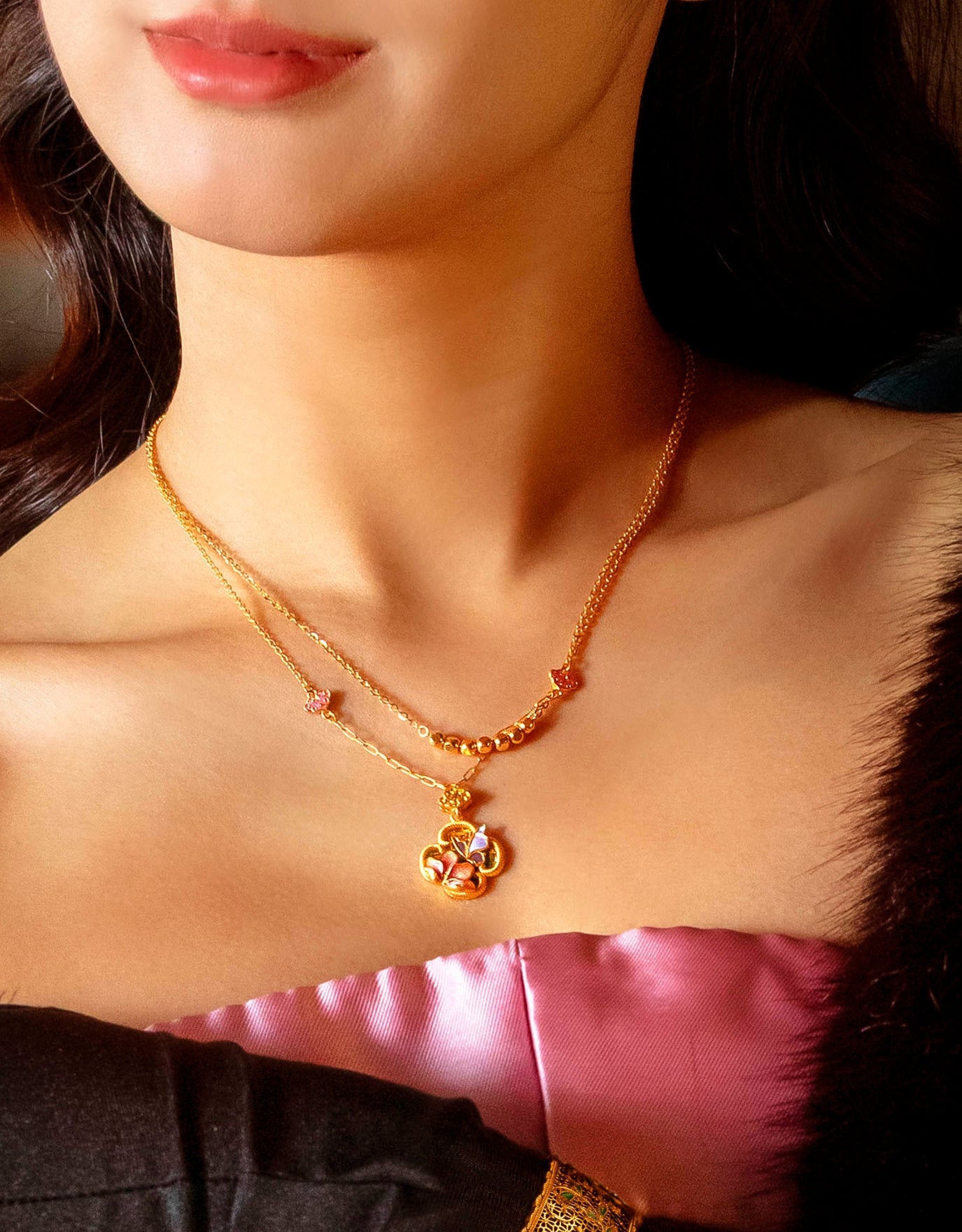 LVC 9IN Janice Beaded 999 Gold Necklace