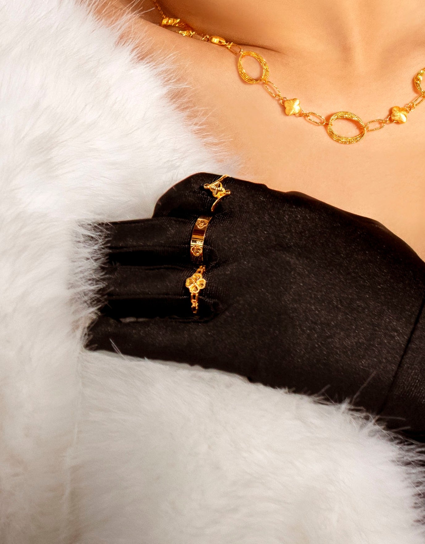 LVC 9IN Dotted Clover Affinity 999 Gold Ring