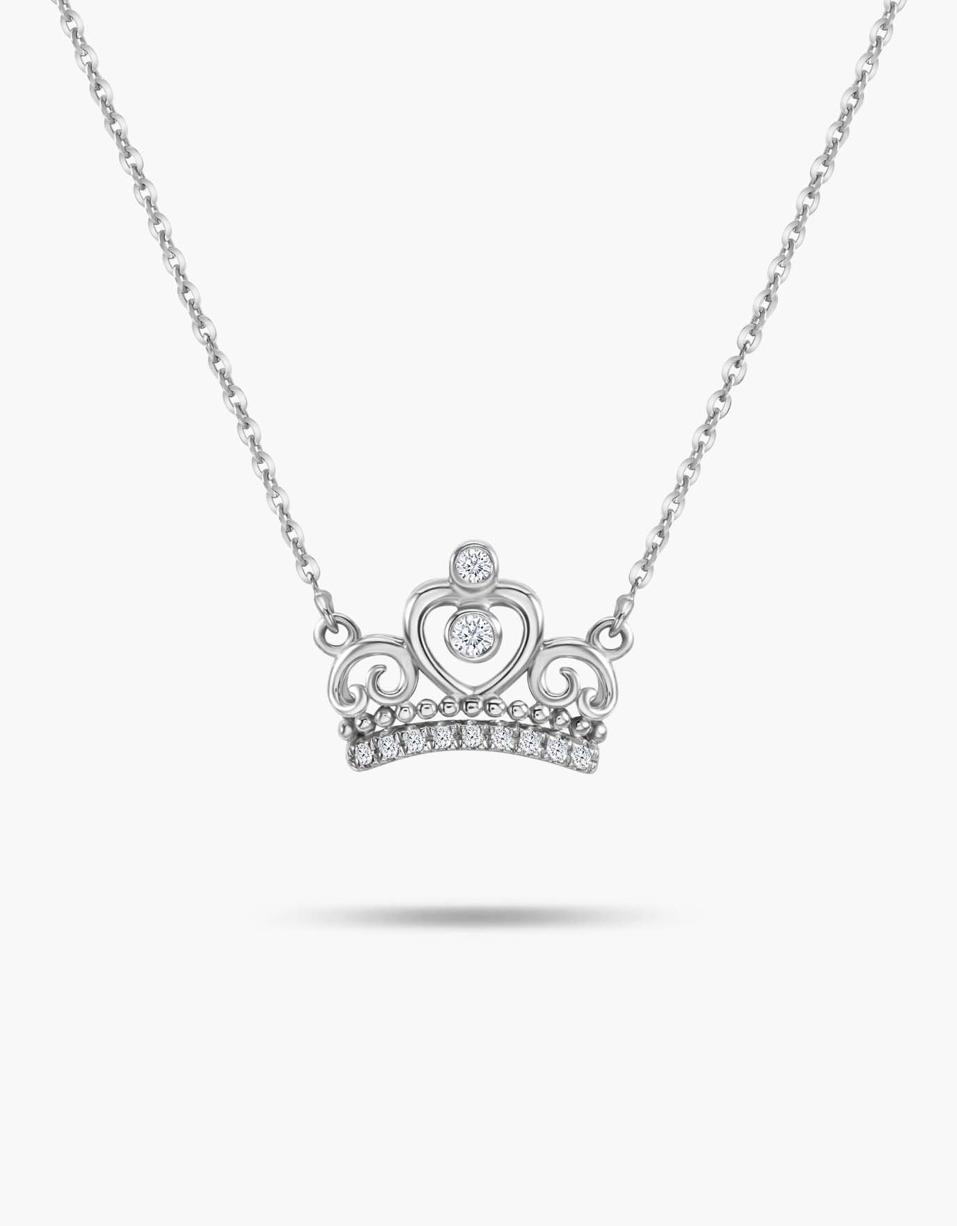 LVC Charmes Crown Necklace in White Gold