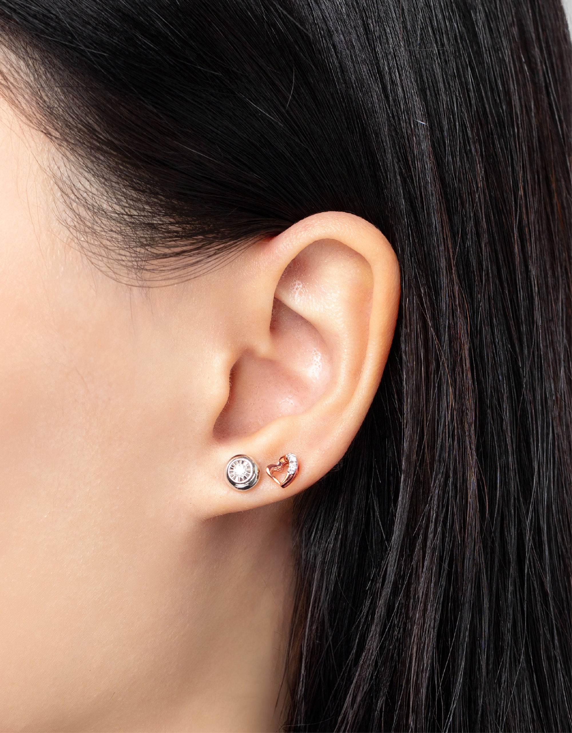 LVC Charmes Rosette Heart Diamond Earrings