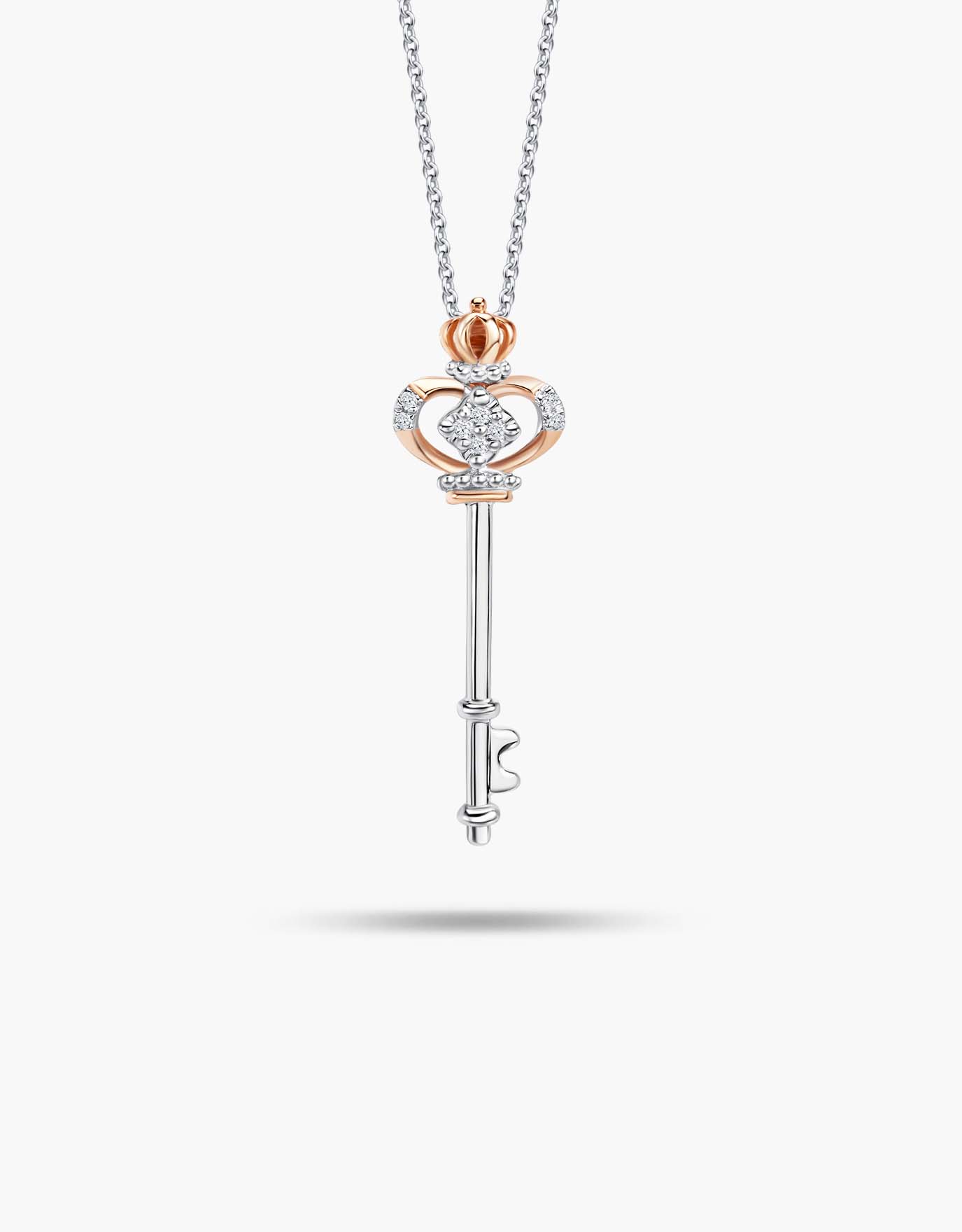 White gold deals key necklace