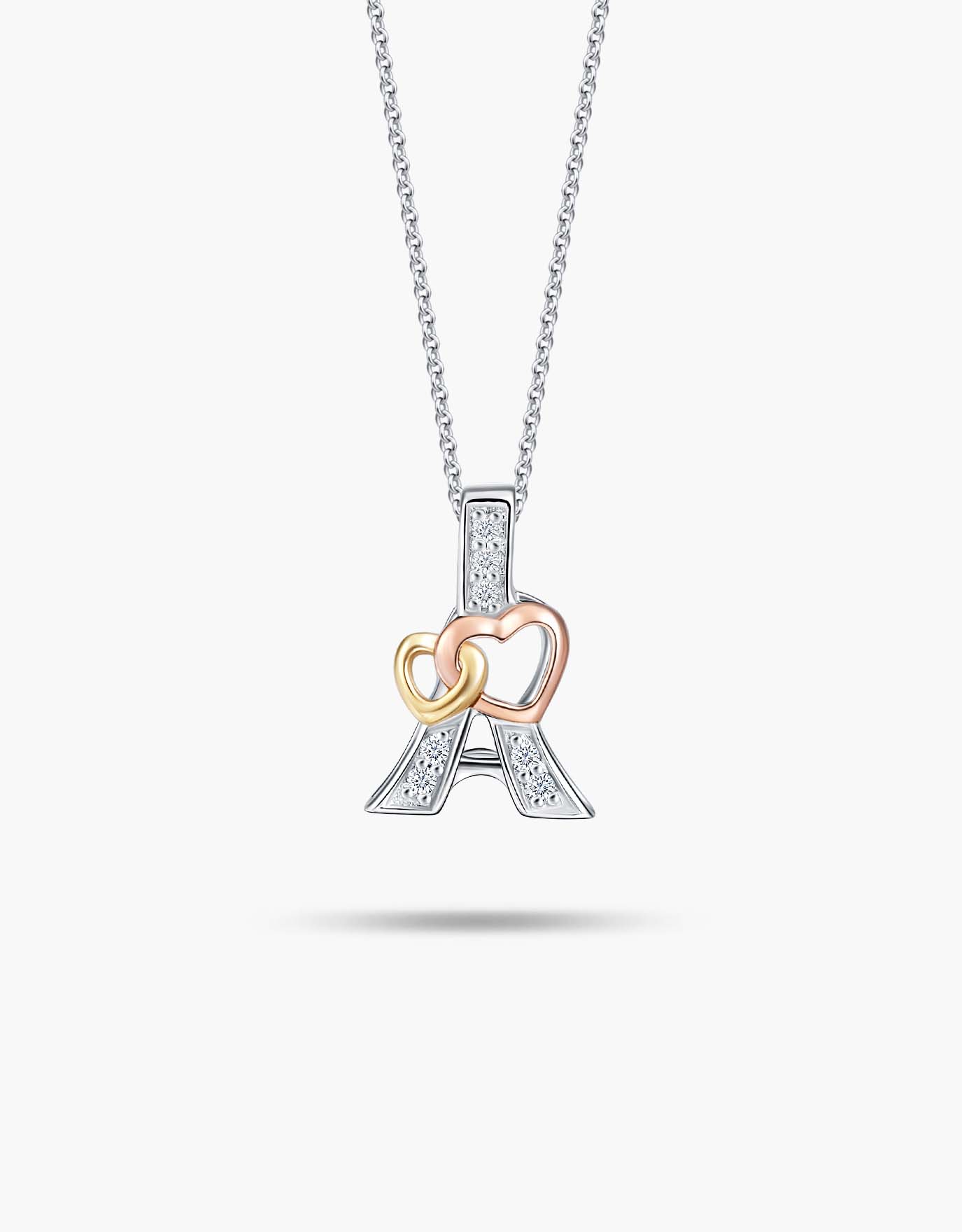 LVC Charmes Hearts Entwined Eiffel Diamond Pendant
