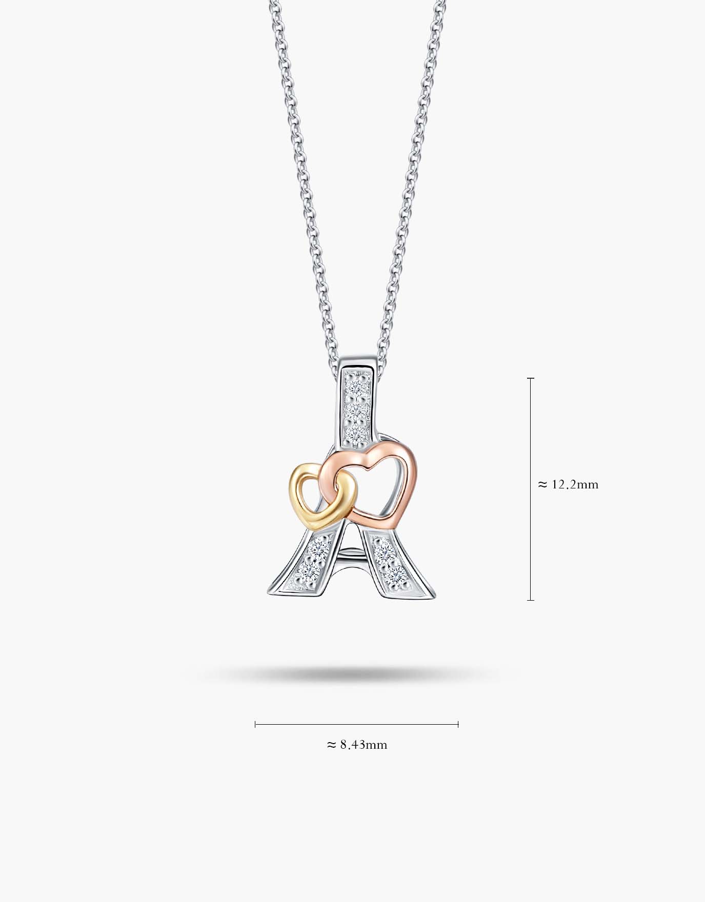 LVC Charmes Hearts Entwined Eiffel Diamond Pendant
