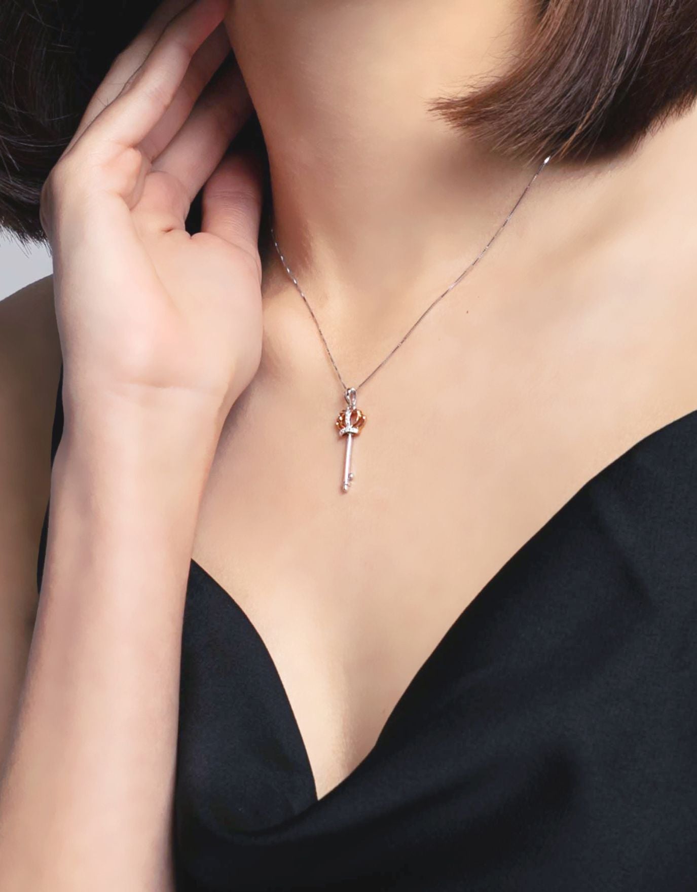 LVC Cheri Alexandra Crown Key Diamond Necklace