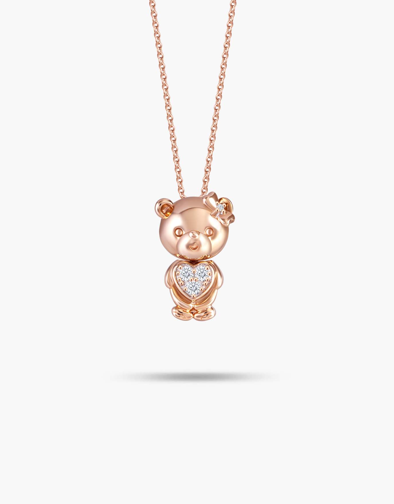 LVC Teddy Bear My Fuzzy Girl Pendant in Rose Gold