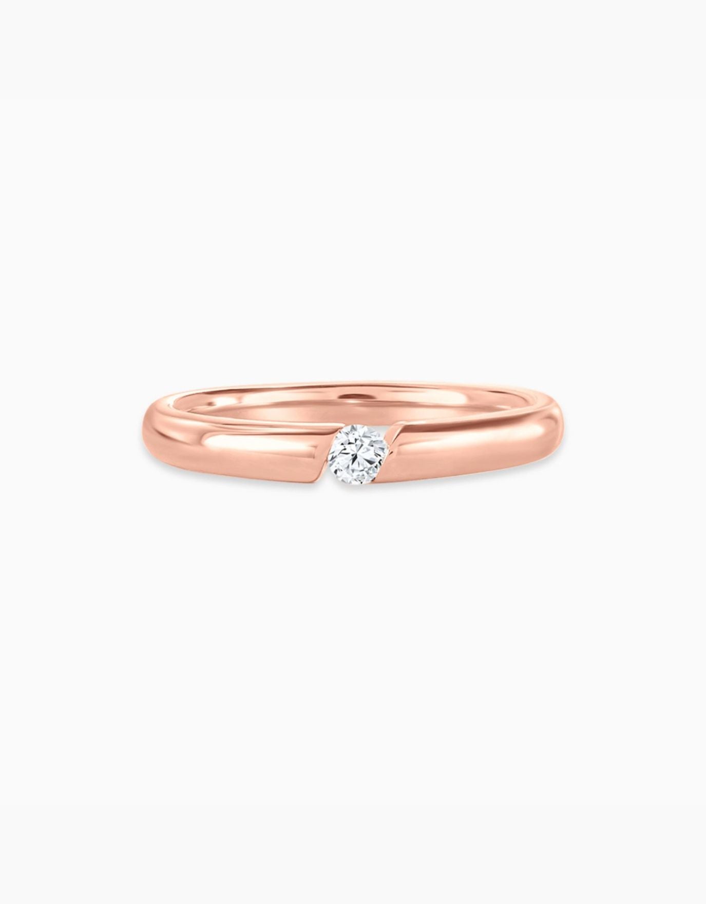 Gold band ring with sale single diamond