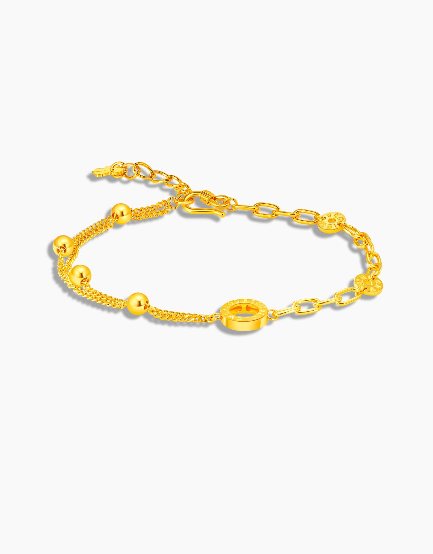 LVC 9IN Lyndzi Beaded 999 Gold Bracelet