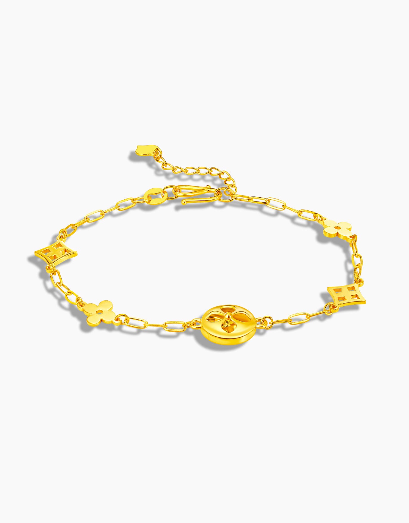 LVC 9IN Floral 999 Gold Bracelet