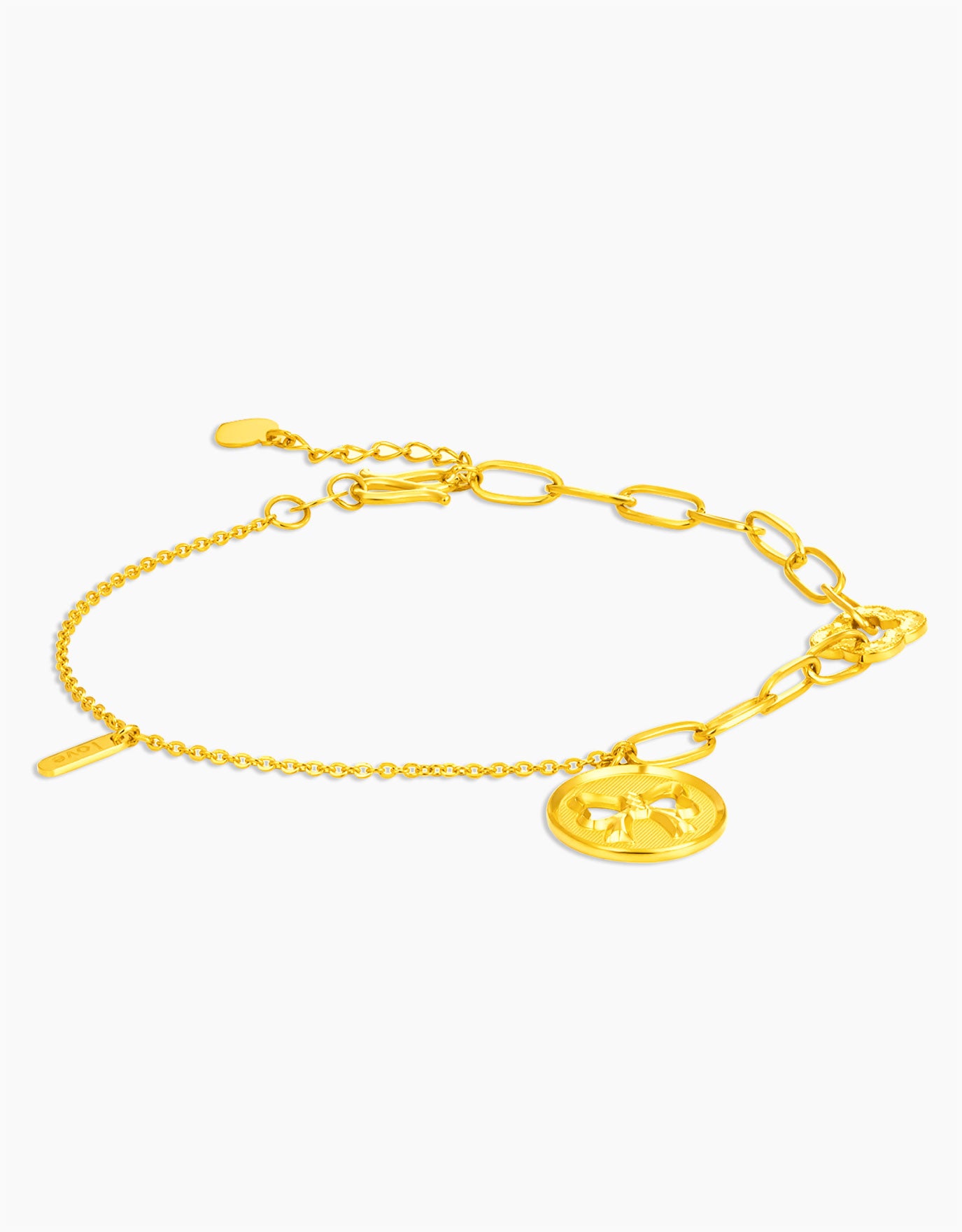 LVC 9IN Bows and Clovers 999 Gold Bracelet