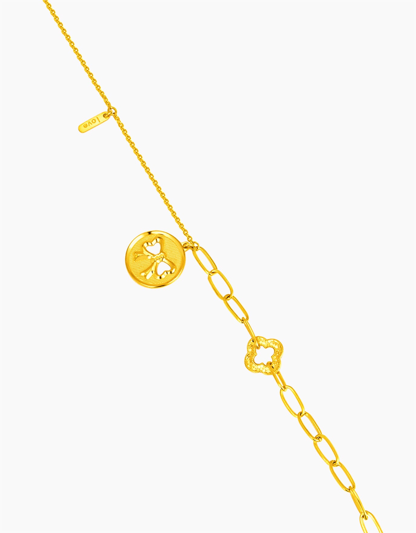 LVC 9IN Bows and Clovers 999 Gold Bracelet