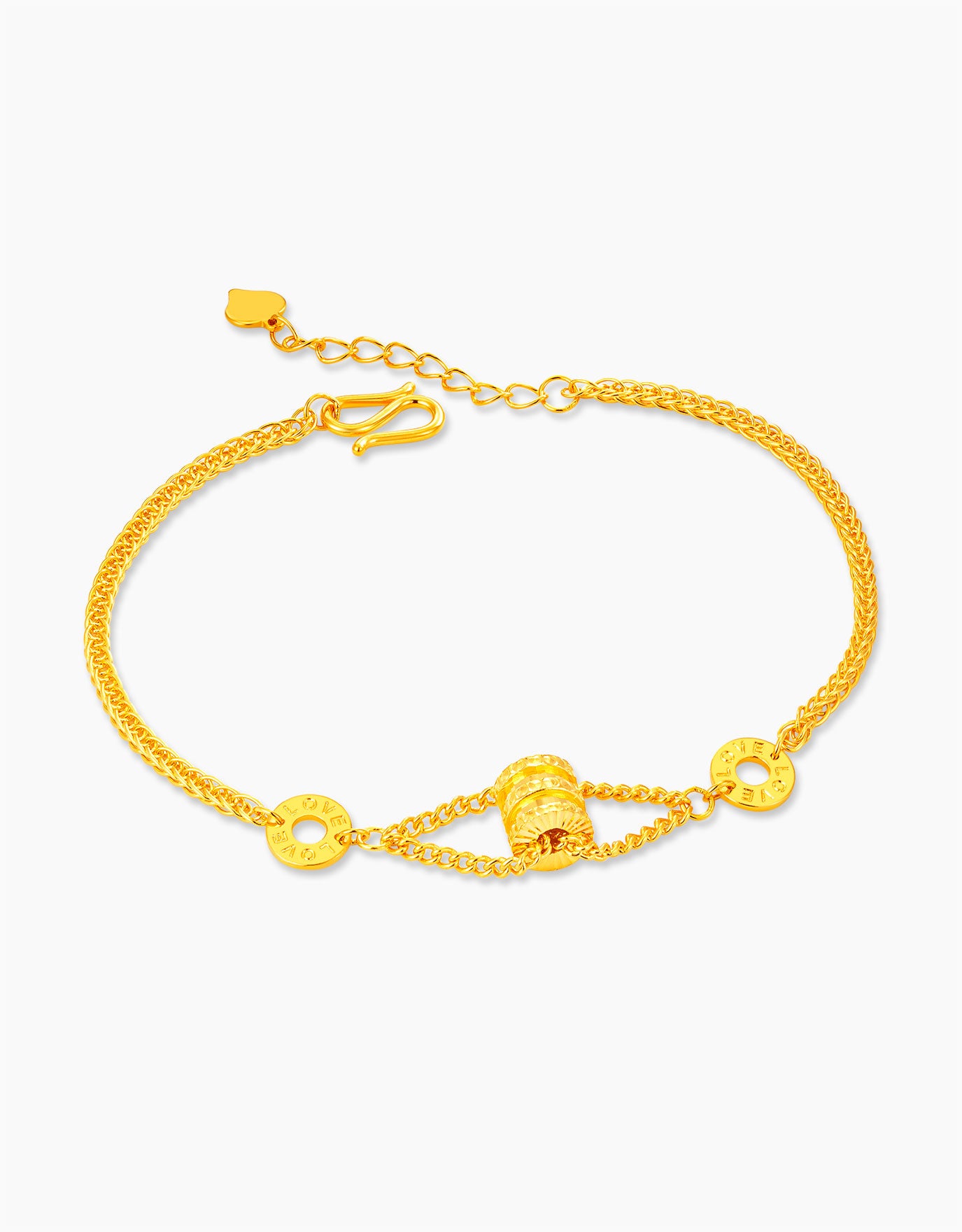 LVC 9IN Barrel Love Circle 999 Gold Bracelet