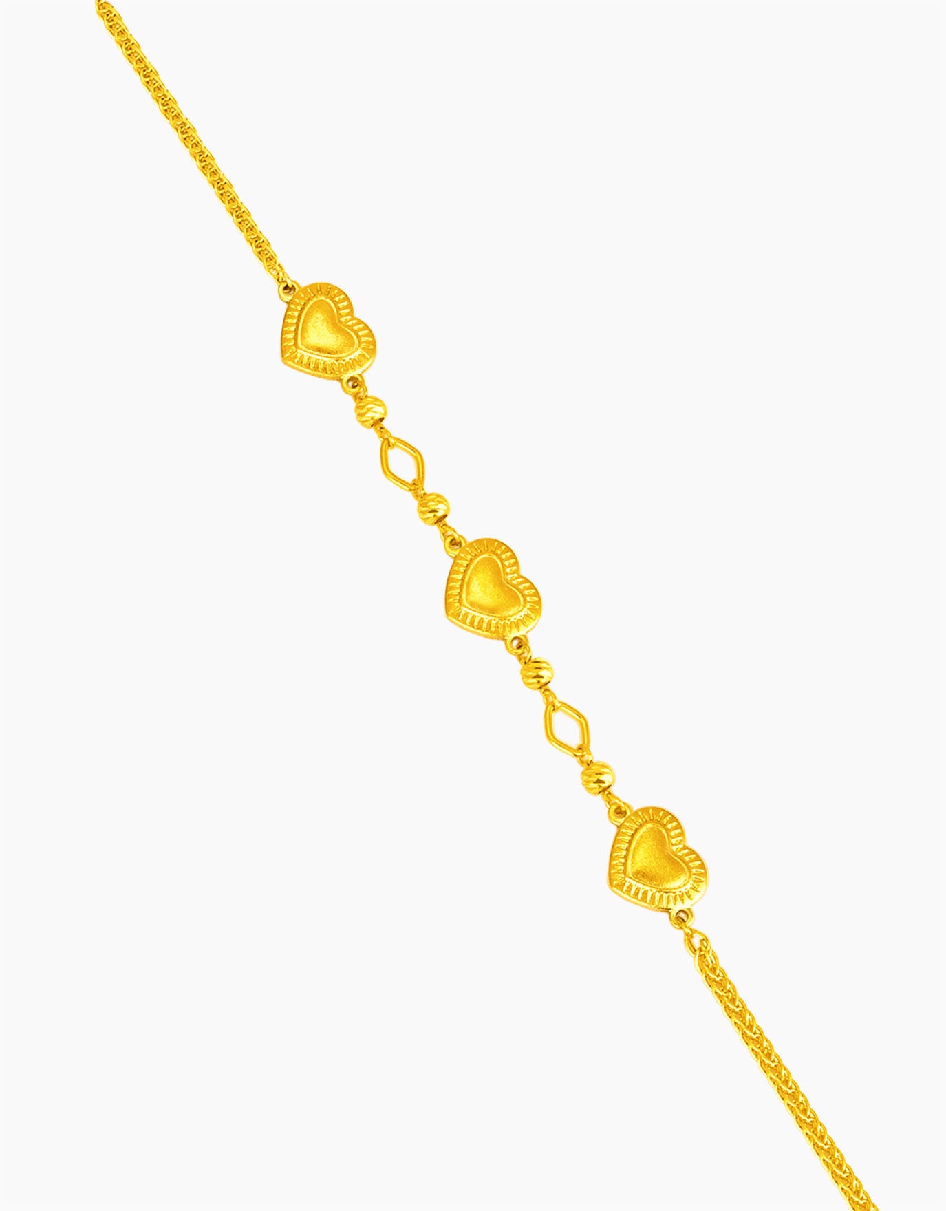 LVC 9IN Triplet Hearts 999 Gold Bracelet