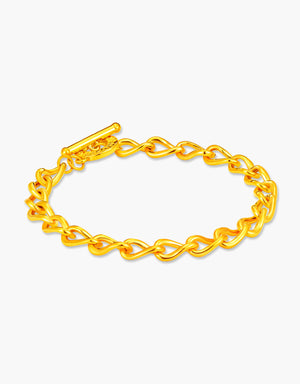 LVC 9IN Interwoven Link 999 Gold Bracelet