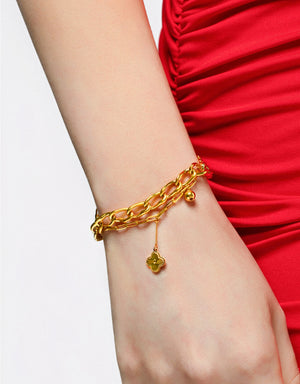 LVC 9IN Interwoven Link 999 Gold Bracelet