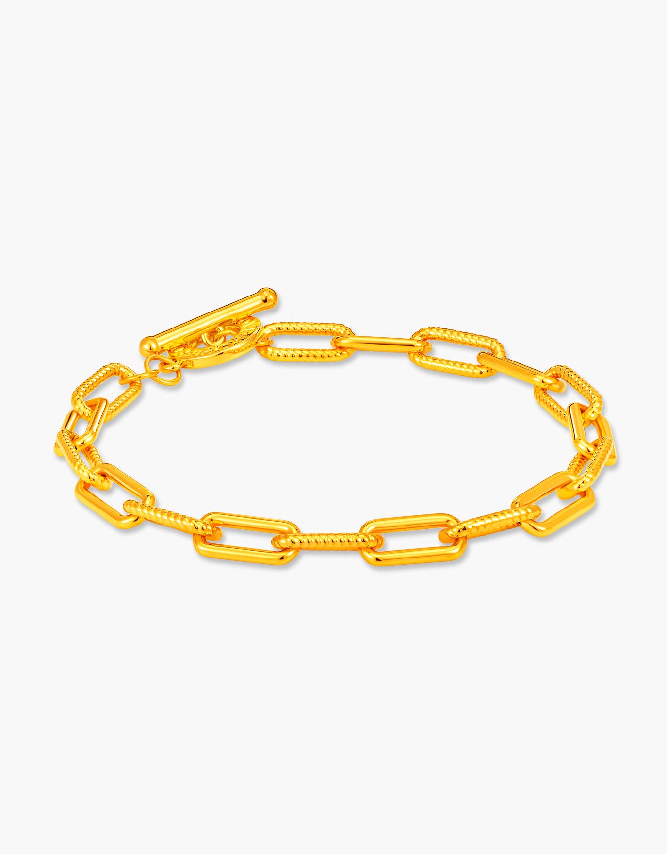 LVC 9IN Textured Link 999 Gold Bracelet