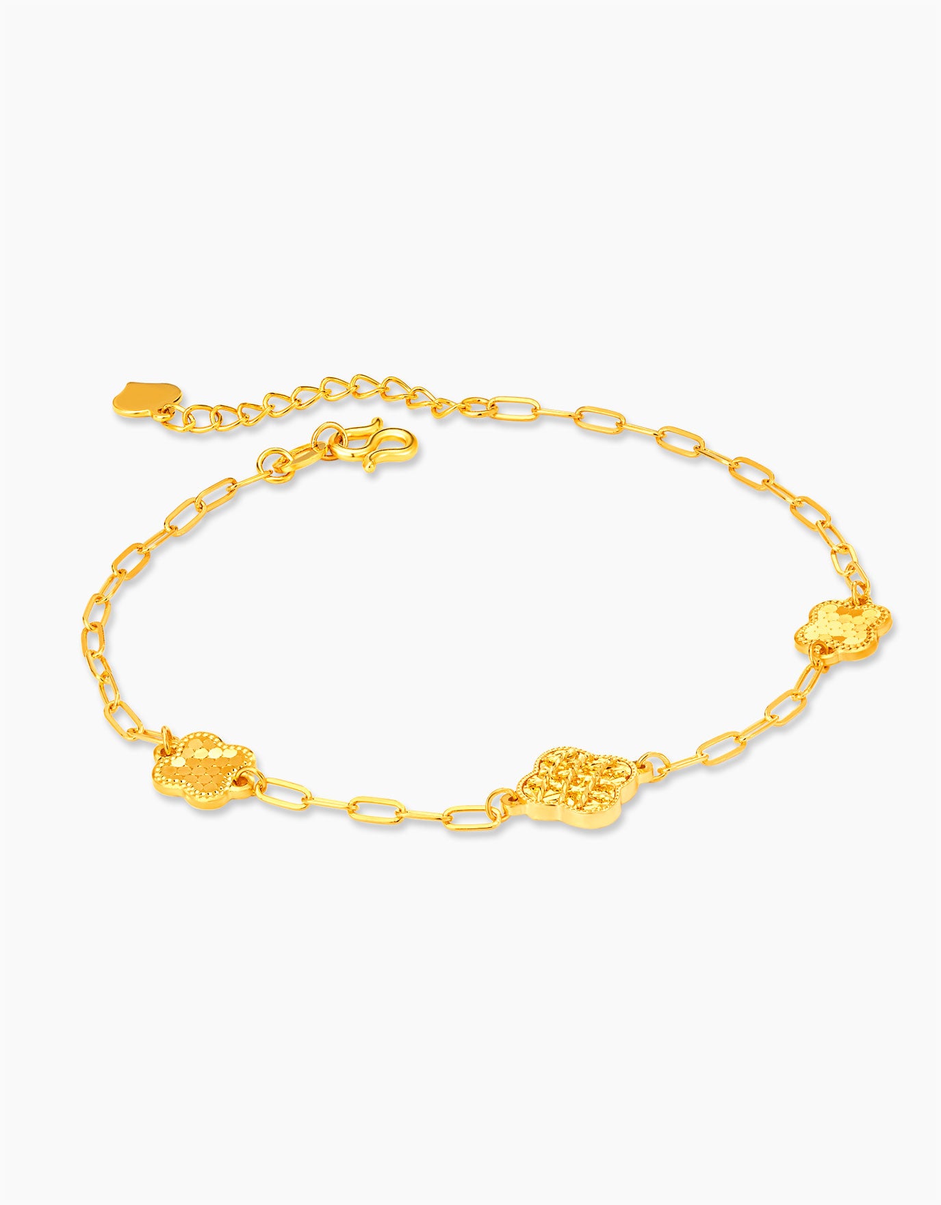 LVC 9IN Clover Trio 999 Gold Bracelet