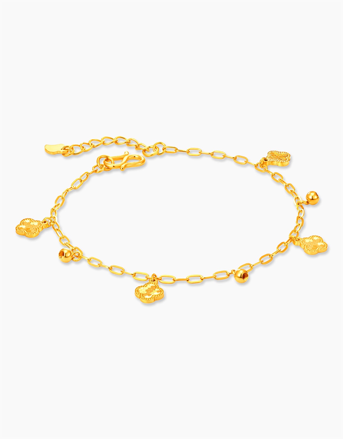 LVC 9IN Clover Charms 999 Gold Bracelet