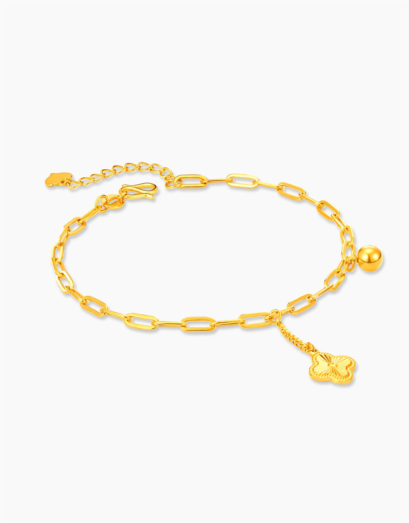 LVC 9IN Clover Interlocking String 999 Gold Bracelet