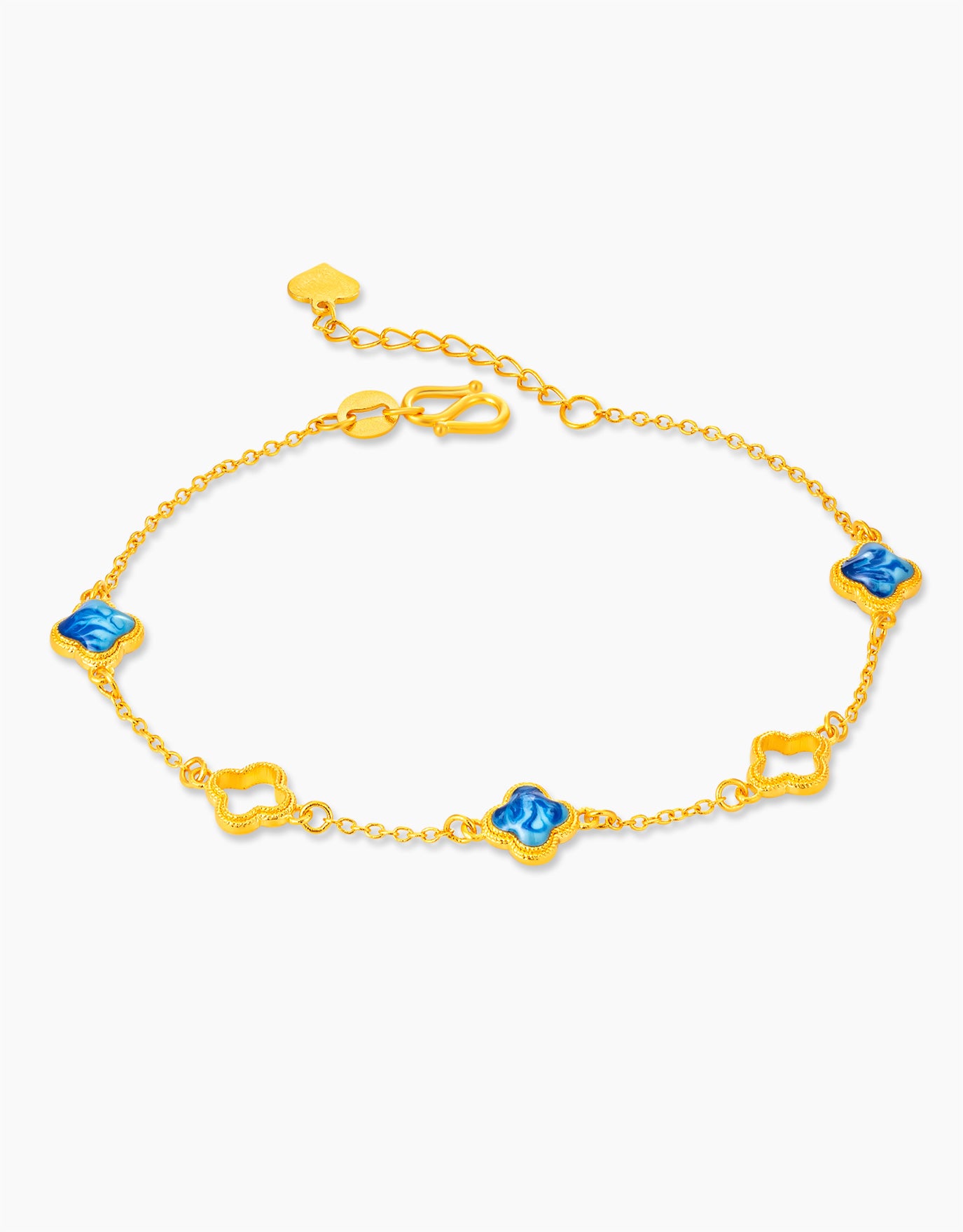 LVC 9IN Azure Breeze Clover 999 Gold Bracelet