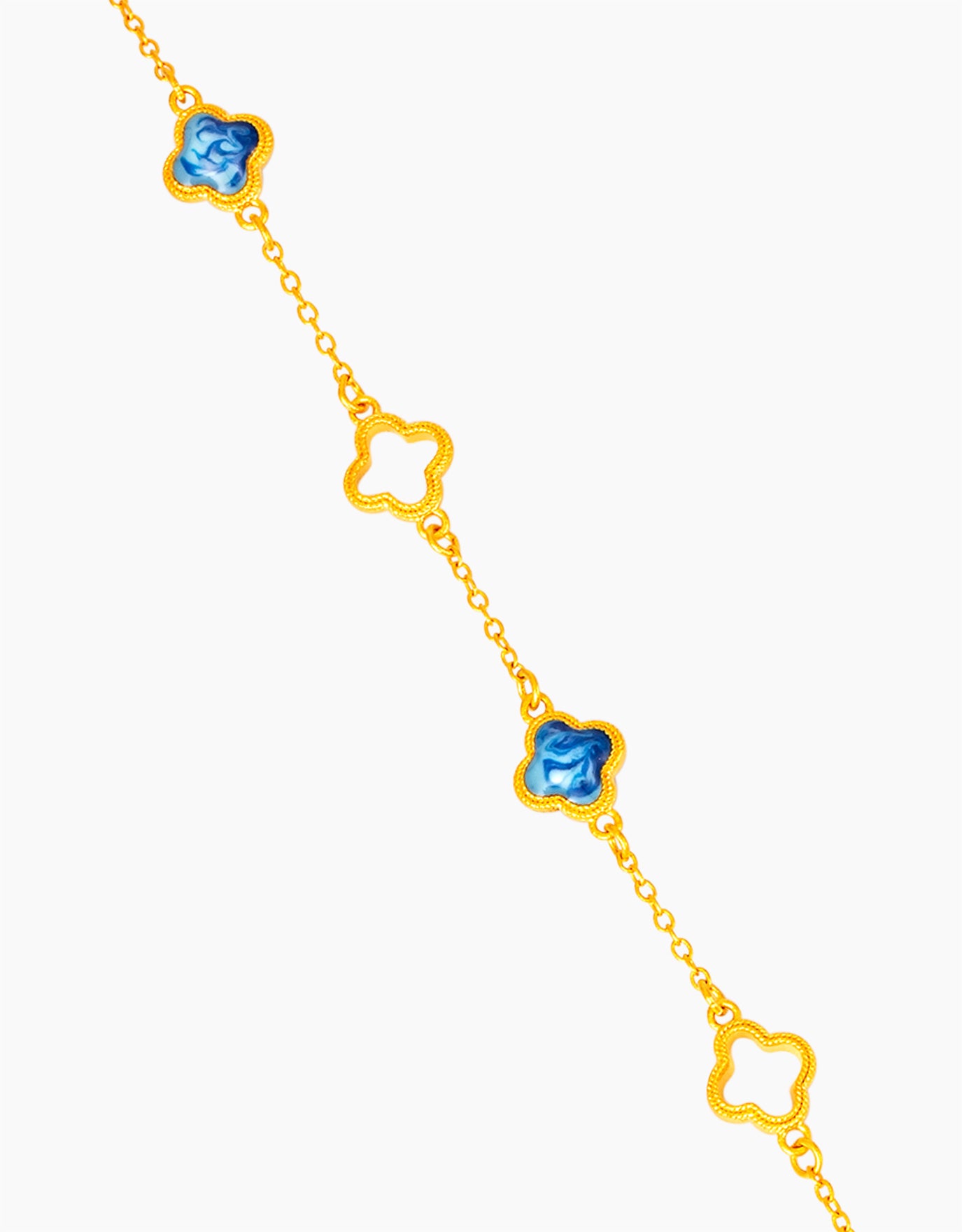 LVC 9IN Azure Breeze Clover 999 Gold Bracelet