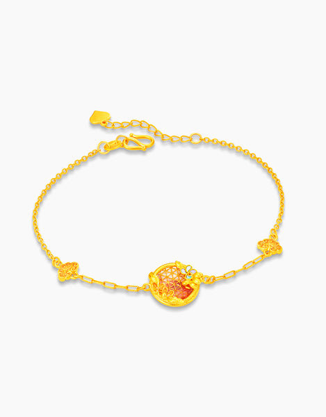 パピヨン　love+loyalty+luck LVC 9IN Blush Bloom 999 Gold Bracelet – Love & Co.