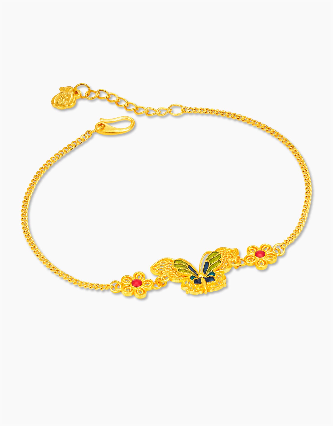 LVC 9IN Butterfly Florescence 999 Gold Bracelet