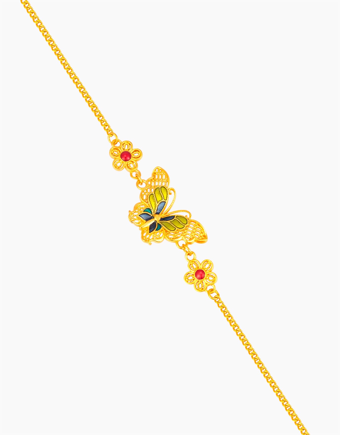 LVC 9IN Butterfly Florescence 999 Gold Bracelet