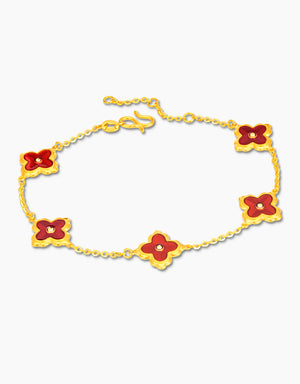 LVC 9IN Scarlet Clover 999 Gold Bracelet