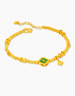 LVC 9IN Clover Bliss Bead 999 Gold Bracelet