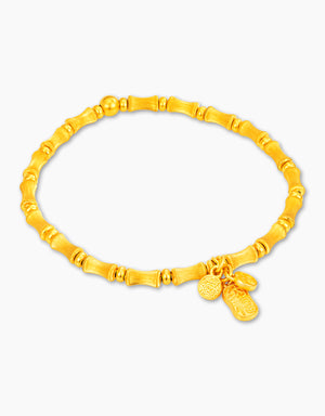 LVC 9IN Bamboo Peace & Plenty 999 Gold Bracelet