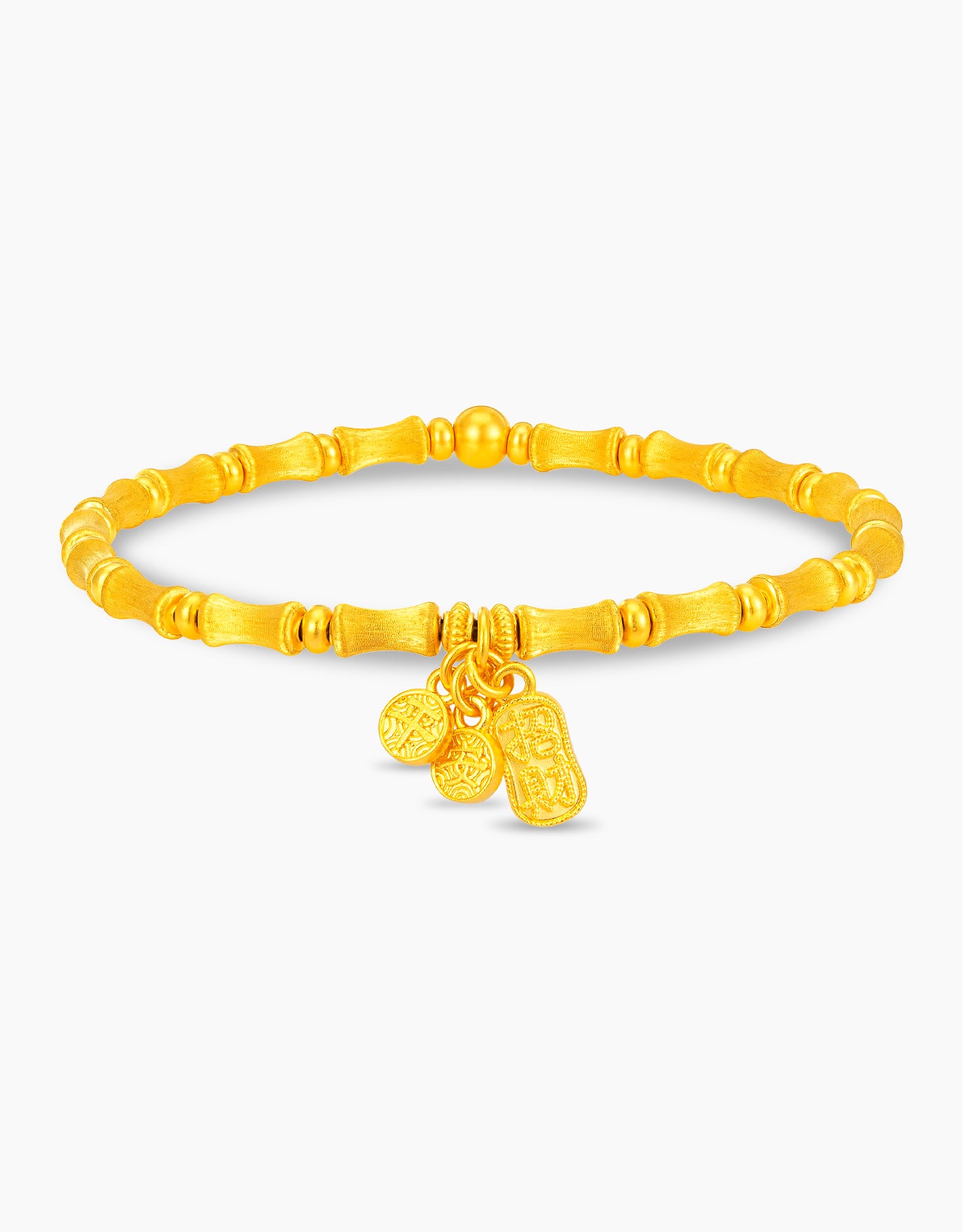 LVC 9IN Bamboo Peace & Plenty 999 Gold Bracelet