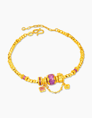 LVC 9IN Lilac Floral Bliss 999 Gold Bracelet