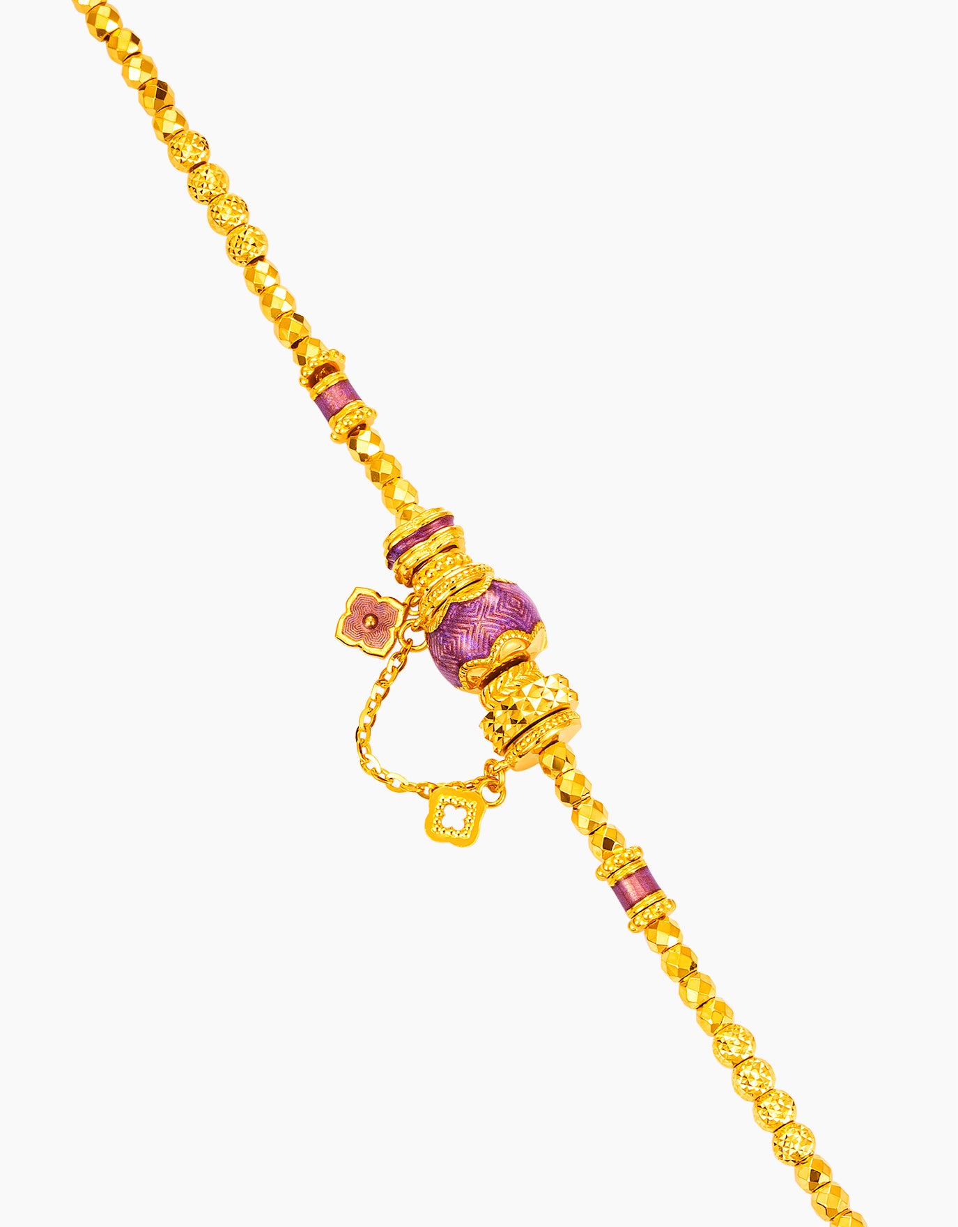 LVC 9IN Lilac Floral Bliss 999 Gold Bracelet