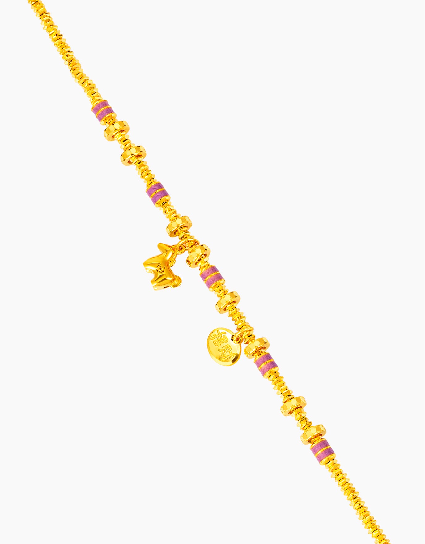 LVC 9IN Purple Prosperity Horse 999 Gold Bracelet