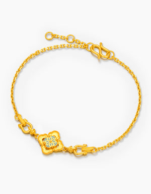 LVC 9IN Ruyi Clover Blessing 999 Gold Bracelet