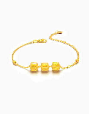 LVC 9IN Prism Weave Cage 999 Gold Bracelet
