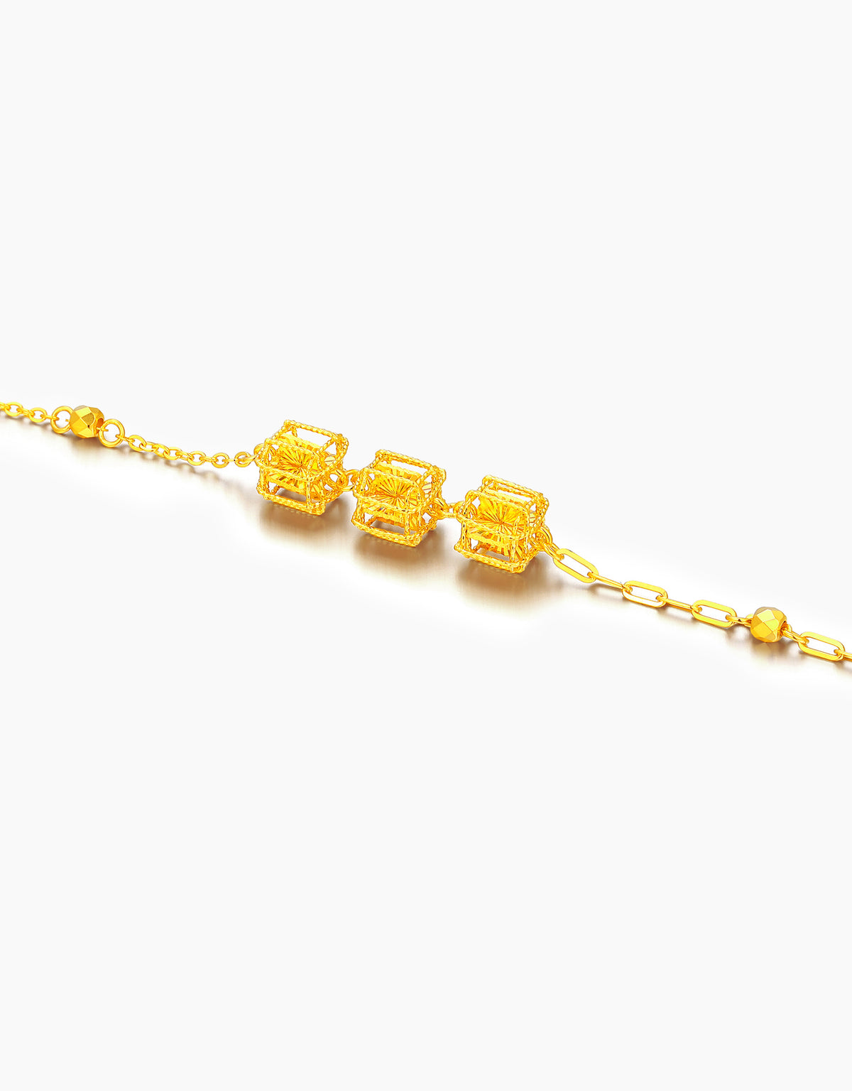 LVC 9IN Prism Weave Cage 999 Gold Bracelet