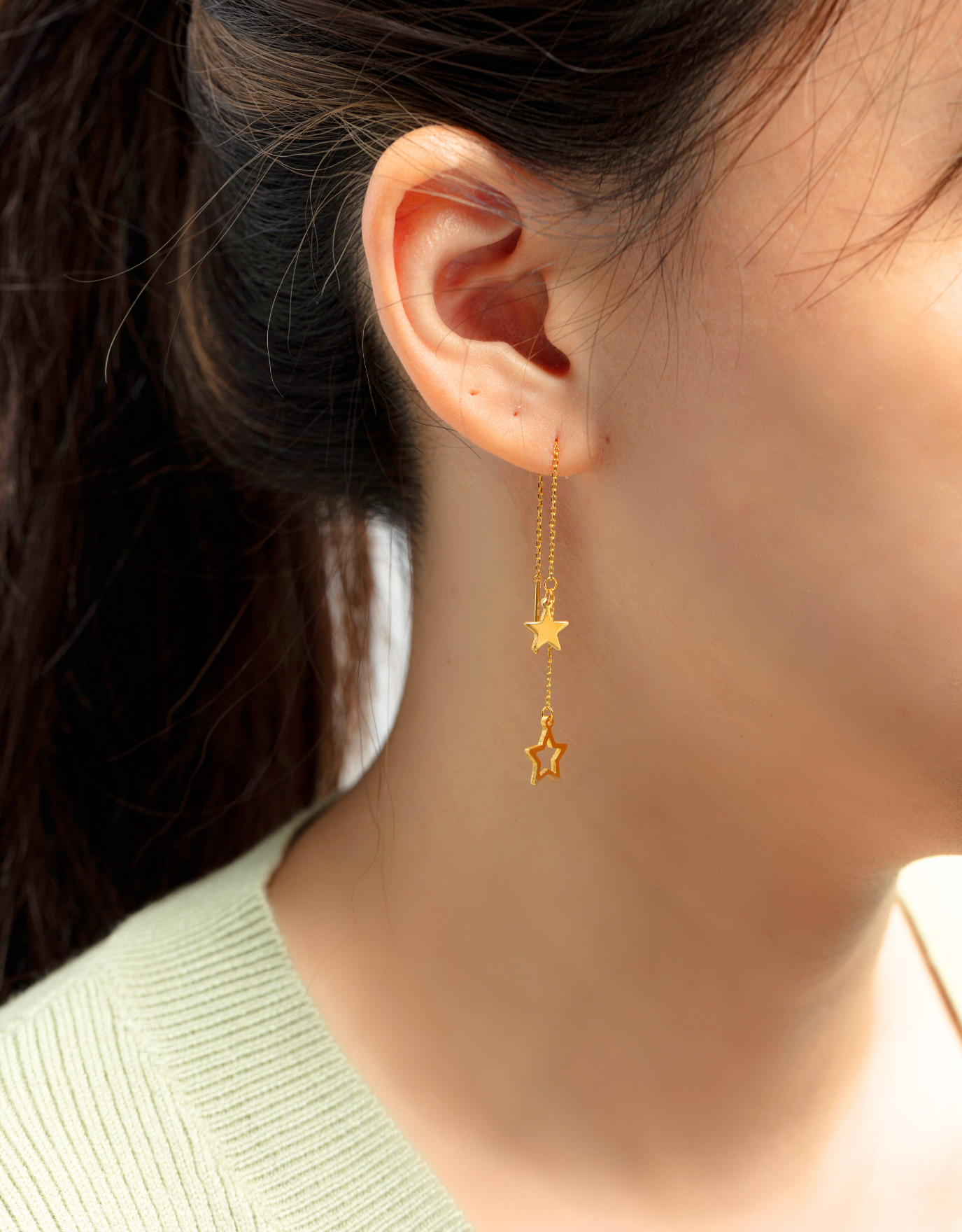 LVC 9IN Matched Stars 999 Gold Drop Earrings