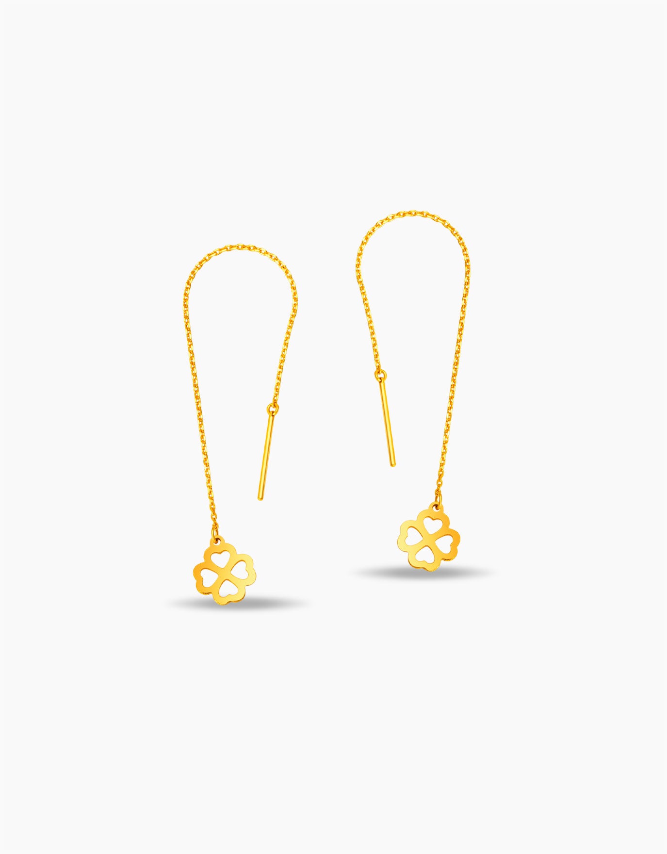 LVC 9IN Hollow Hearts Clover 999 Gold Earrings