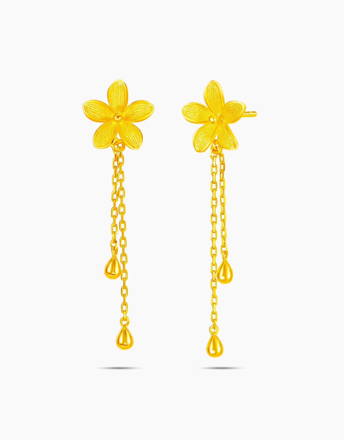 LVC 9IN Golden Hibiscus 999 Gold Drop Earrings