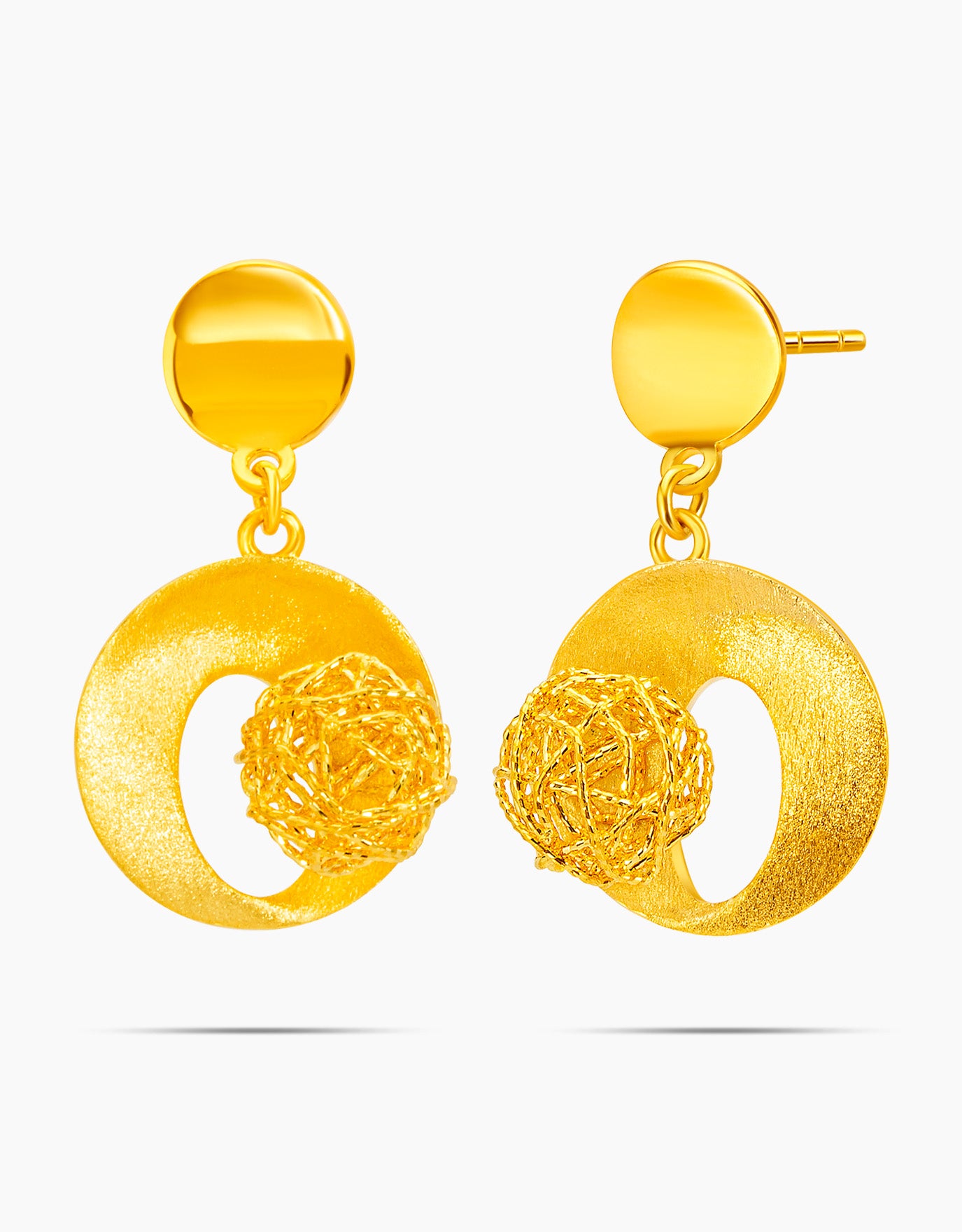 LVC 9IN Double Circlet 999 Gold Drop Earrings