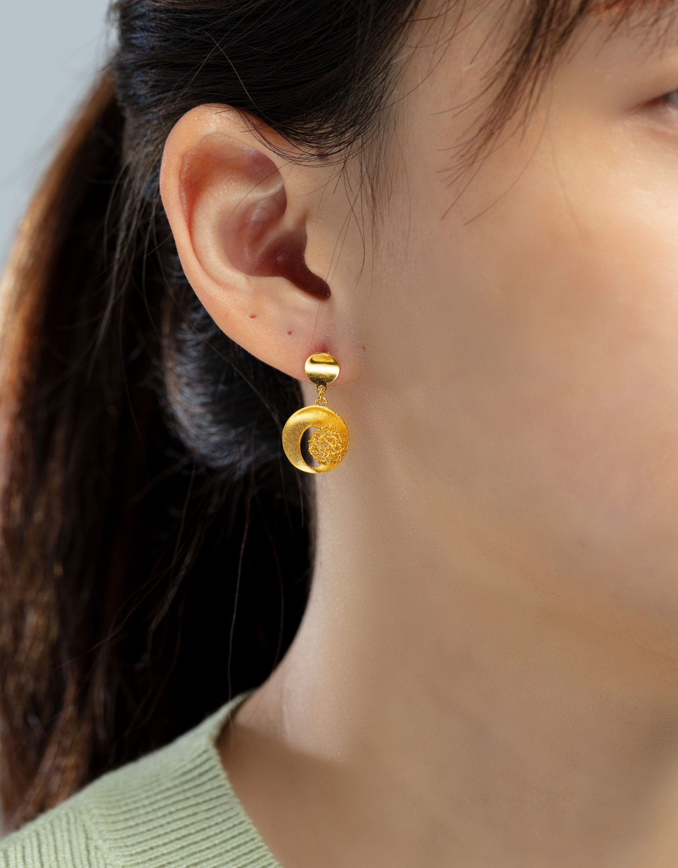 LVC 9IN Double Circlet 999 Gold Drop Earrings