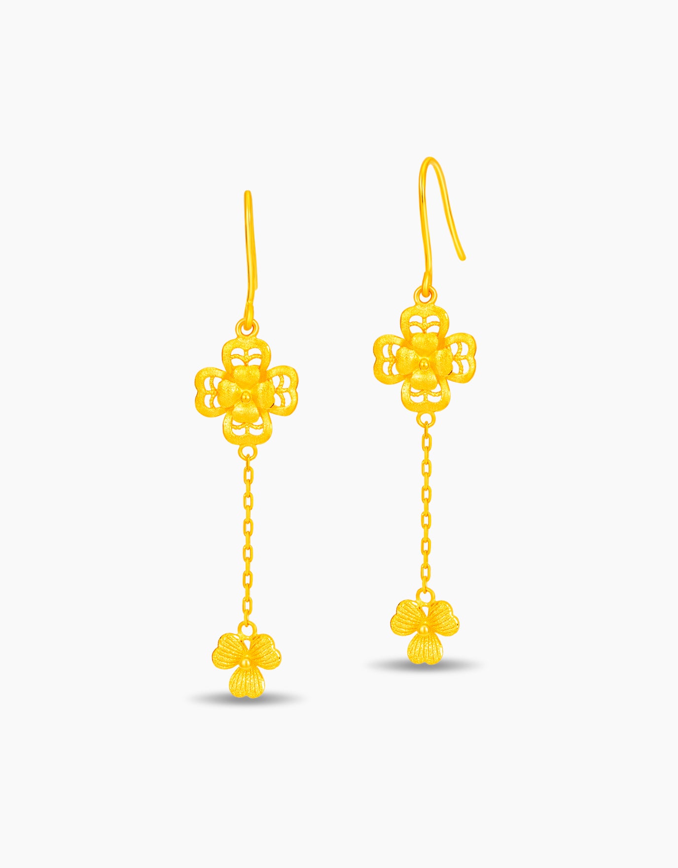 LVC 9IN Blossoming Clover 999 Gold Earrings