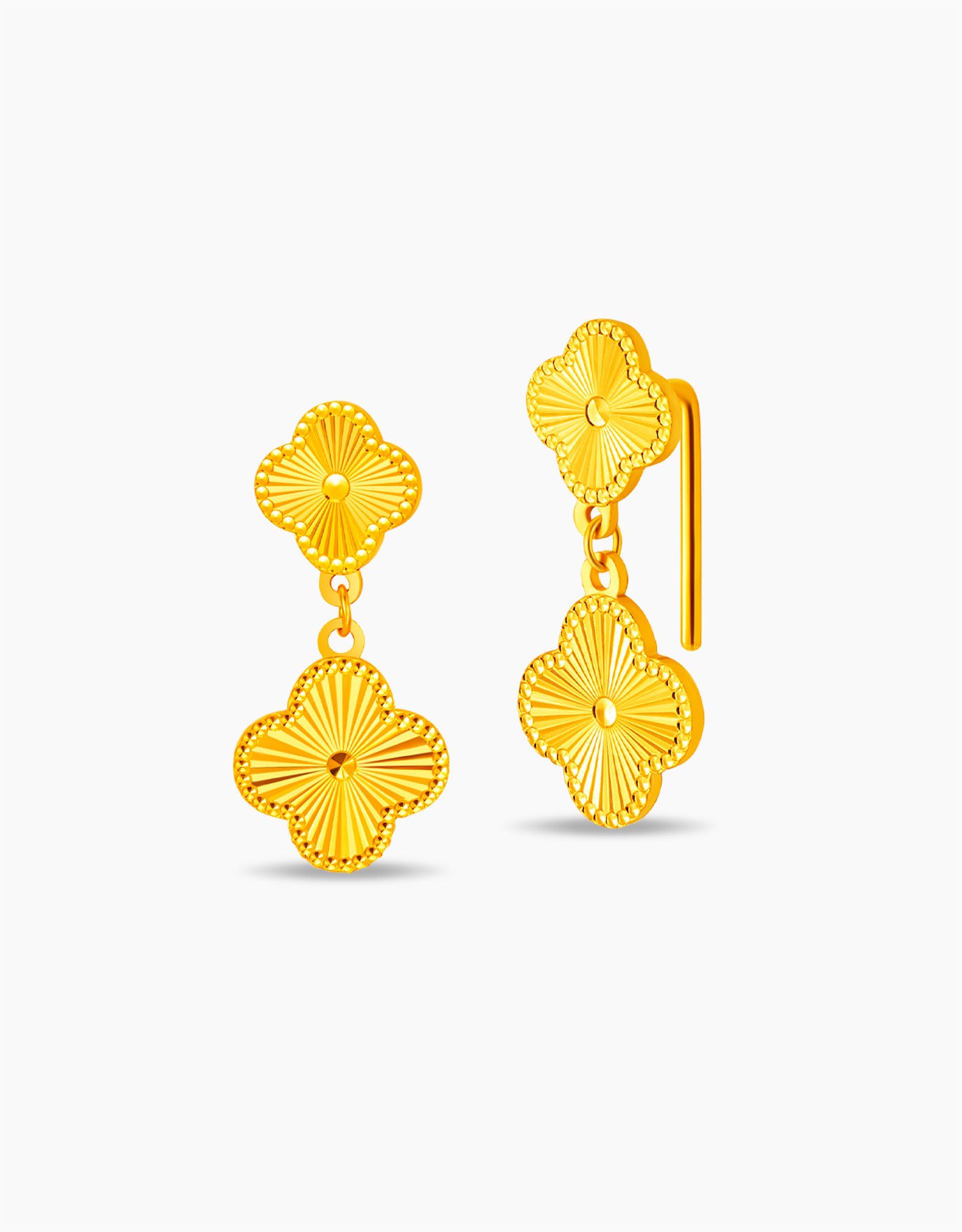 LVC 9IN Clover Radiance Drop 999 Gold Earrings