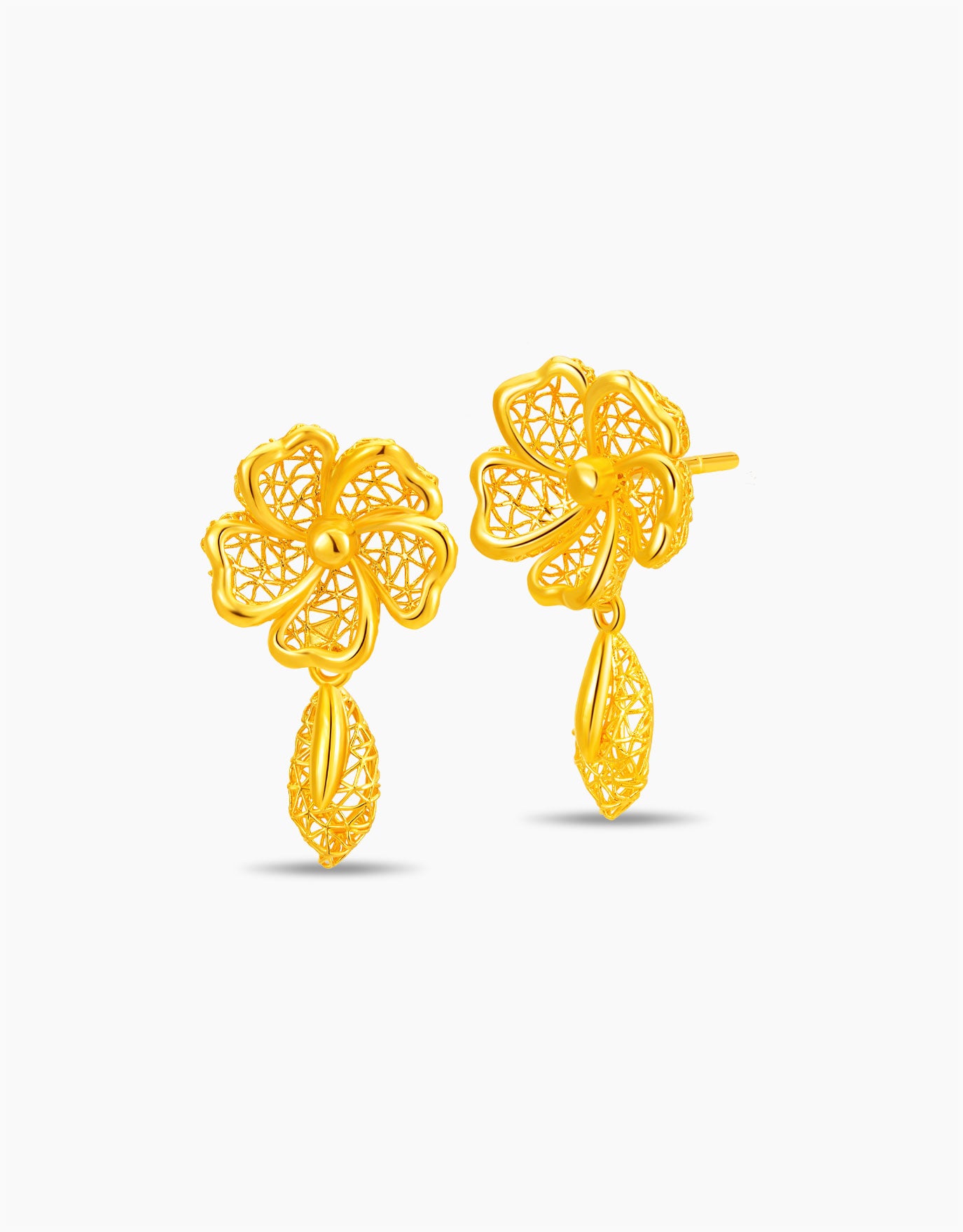 LVC 9IN Petal Lace 999 Gold Earrings