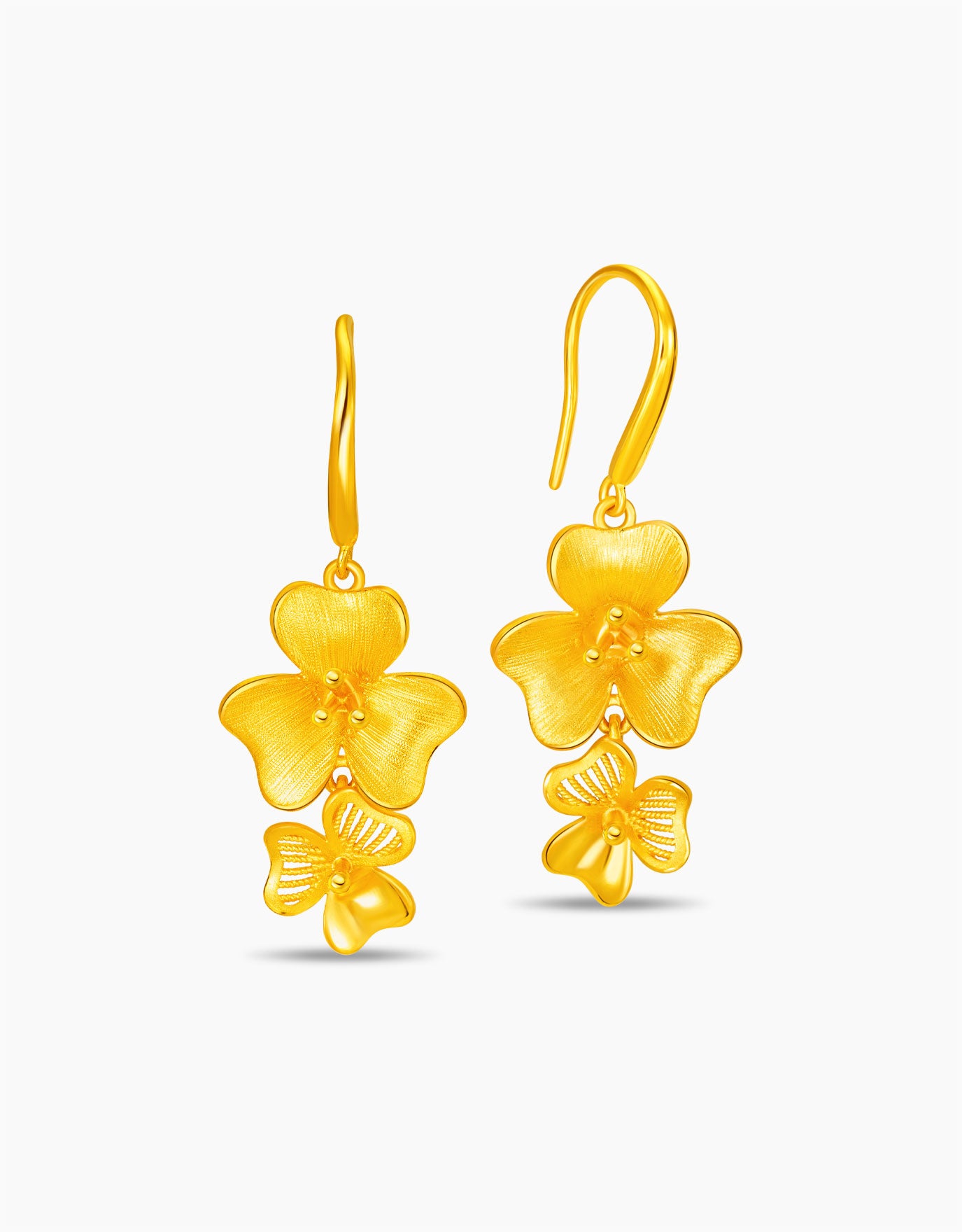 LVC 9IN Golden Orchid 999 Gold Earrings